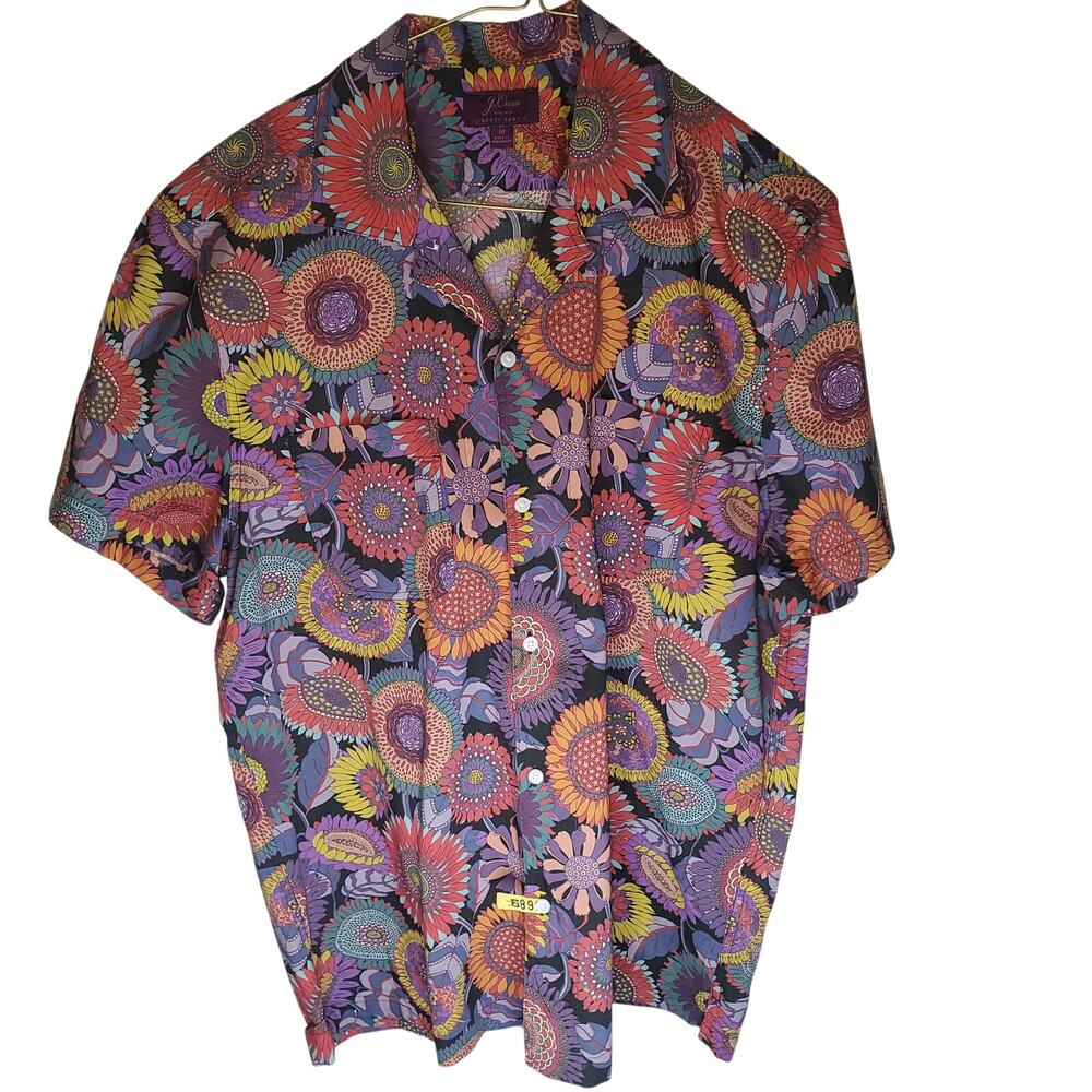 J.Crew Liberty Fabric Men's M Floral Button Up Sunflower Print Shirt Maximalist
